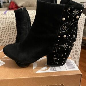 Sam Edelman Black Embellished Ankle Boots